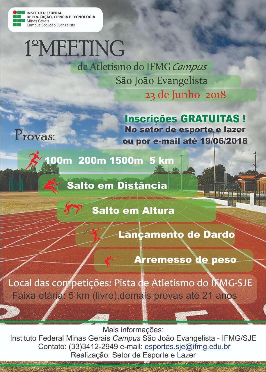 Cartaz 1º Meeting de Atletismo do IFMG - Campus São João Evangelista