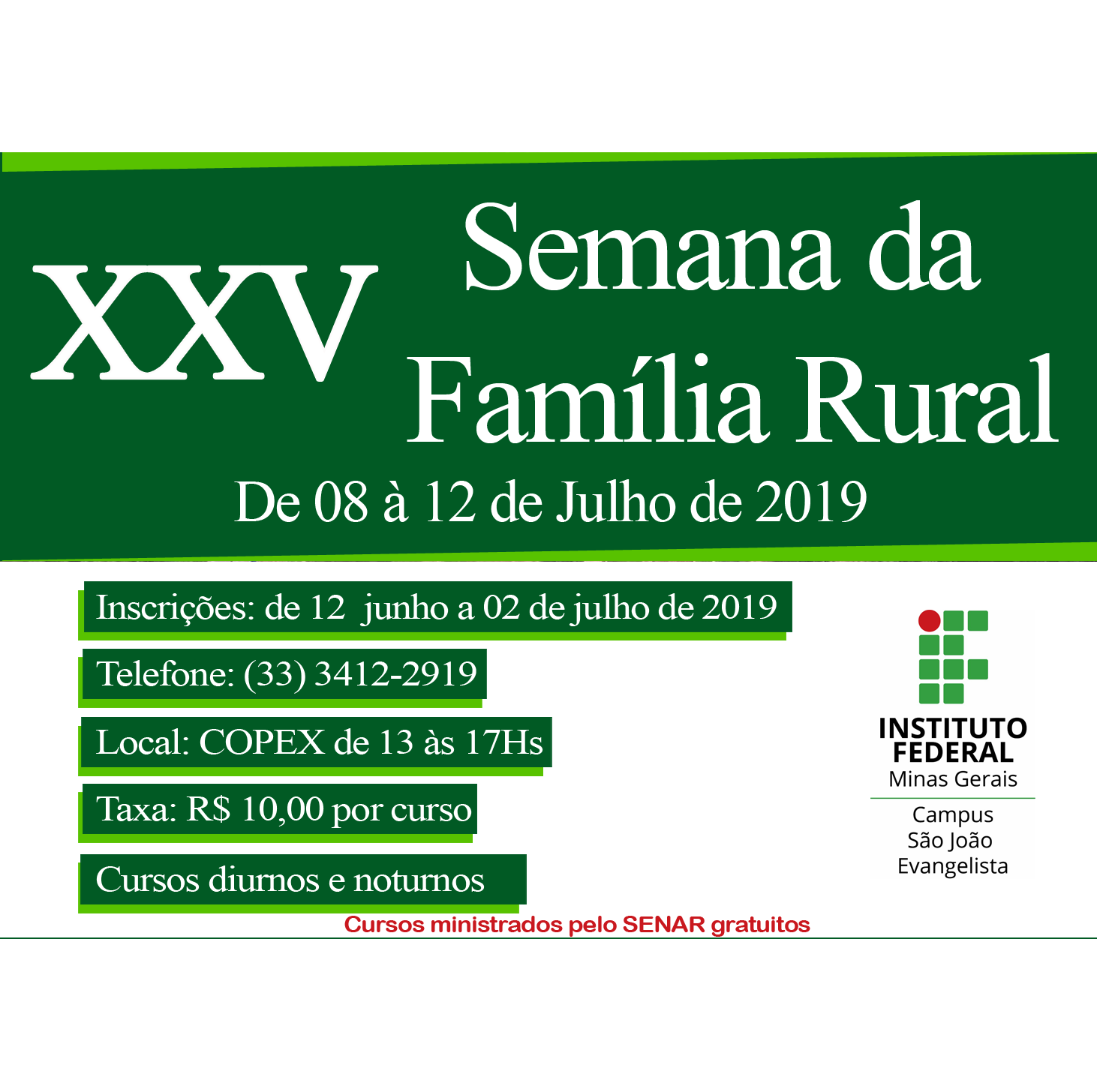 Banner da XXV Semana da Família Rural