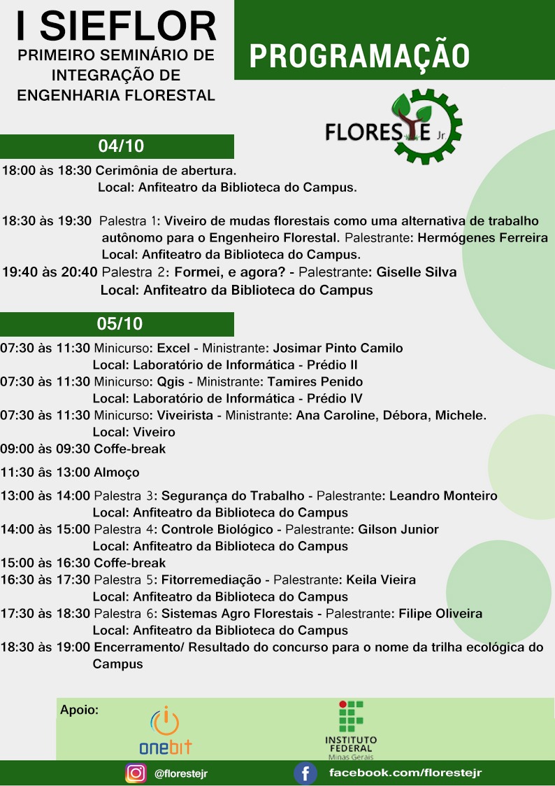 Programação do I SIEFLOR