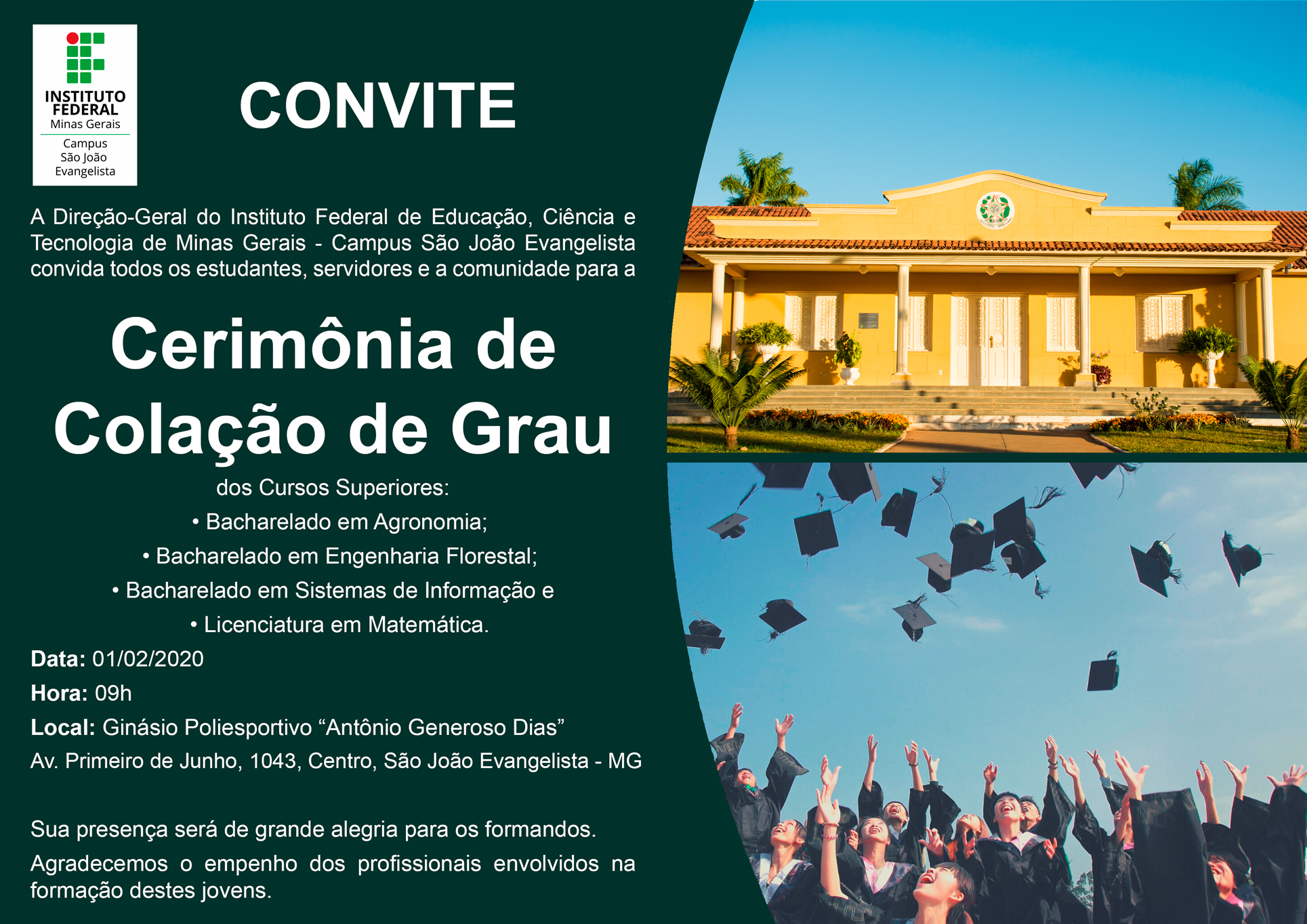convite colacao de grau superior