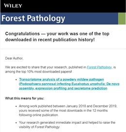 O artigo está entre os 10% mais baixados da editora Wiley, no período de janeiro de 2018 a dezembro de 2019