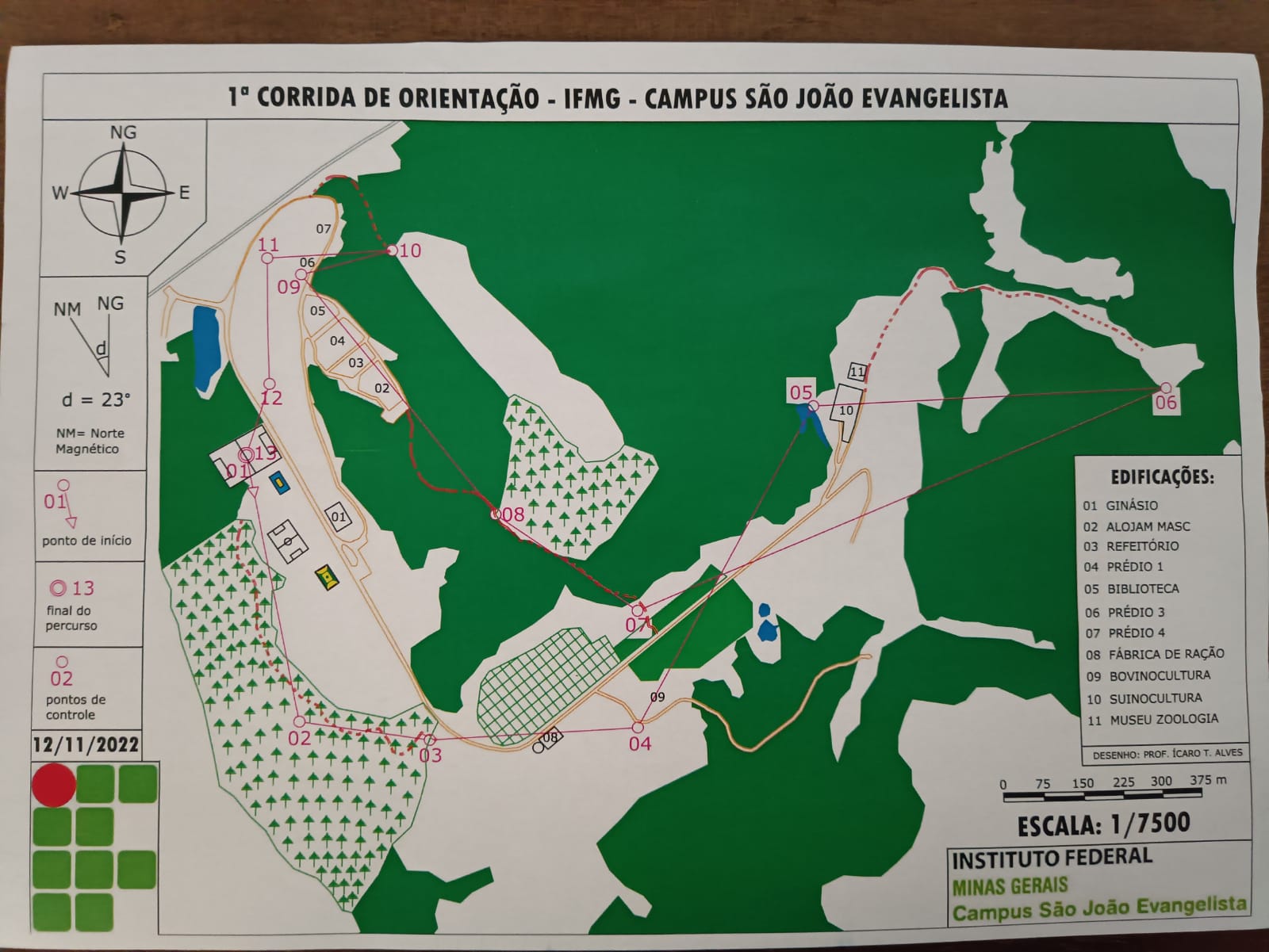 Mapa da 1ª Corrida de Orientação do IFMG-SJE