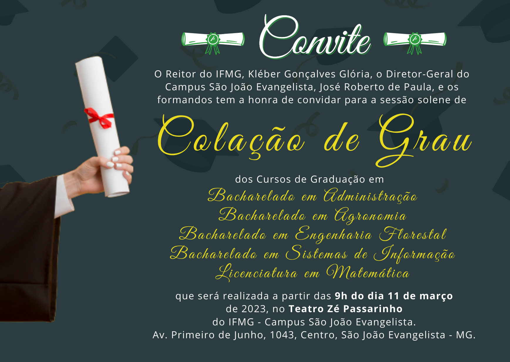 Convite para Colação de Grau Técnicos sem link